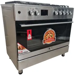 Gasline GAG90PINEX Gas-Standherd 90cm Elektro&Gas Backofen Umluft Drehspieß Erdgas 20mBar LPG 50mBar