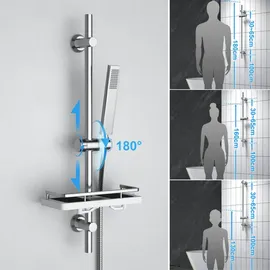 dylin gmbh Duschset mit Duschablage Chrom 70 cm