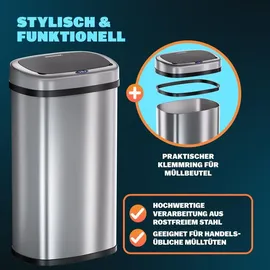 monzana Automatik Sensor Mülleimer 58 l Silber