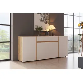 Home Affaire Morongo 200,7 x 86 x 39,6 cm Eiche kraft Gold / Weiß alpin