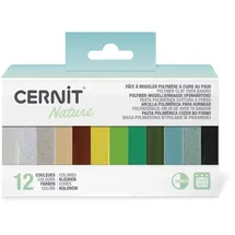 Cernit CEASS004C Set mit 12 Farben Ofenhärtende Polymer-Modelliermasse à 25g