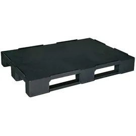 BRB-Lagertechnik BRB Euro-Palette 1200x800x150 mm, 100% PE/RE-Kunststoff, geschlossene Deckfläche, Sicherungsrand, 3 Kufen, schwarz