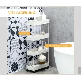 Homcom Rollwagen, mit 4 Ebenen, Rollen, Bremsen,