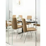 Polsterstuhl STRESSLESS "Laurel", braun (taupe paloma, chrom glänzend), B:57cm H:92cm T:59cm, Leder PALOMA: PALOMA ist ein durchgefärbtes Semianilin-Möbelleder mit natürlicher Narbung., Stühle, Polsterstuhl Esszimmerstuhl 4-Fuß-Stuhl, Low Back, Größe M, mit Beinen aus Stahl in Chrom glänzend