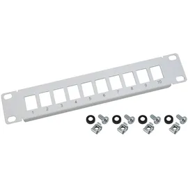 HMF UTP Keystone-Patchpanel 10 Zoll 1 HE 10 Ports RJ45 Lichtgrau