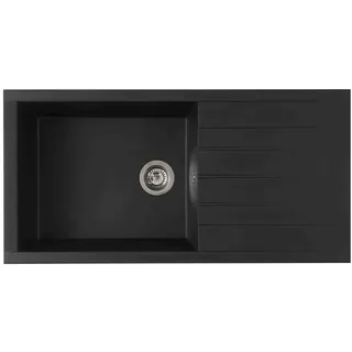 Respekta Houston links Einbauspüle mineralit schwarz Handbetätigung 1000 x 500 mm