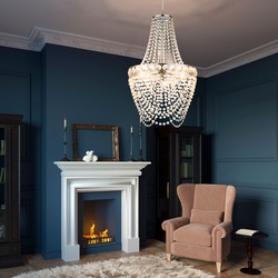 Kristallleuchter hängend Wohnzimmer Hängelampe Modern Deckenlampe Kronleuchter, verchromt klar, 3 Flammig E27, DxH 38x150 cm