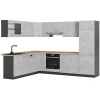 Vicco Winkelküche R-Line L-Form 227 x 287 cm Beton/Anthrazit