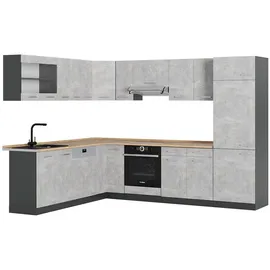 Vicco Winkelküche R-Line L-Form 227 x 287 cm Beton/Anthrazit