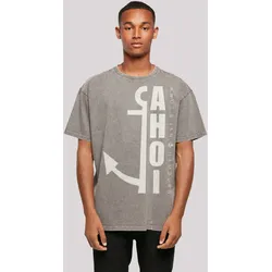 T-Shirt F4NT4STIC "Ahoi Anker Knut & Jan Hamburg", Herren, Gr. XS, grau (asphalt), Obermaterial: 100% Baumwolle, casual, oversize, Rundhals, Kurzarm ohne Bündchen, Shirts, Print