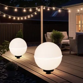 just light. LED Kugelleuchte 2er Set Kunststoff 40x40x71 cm mit Kabel und Spieß weiß