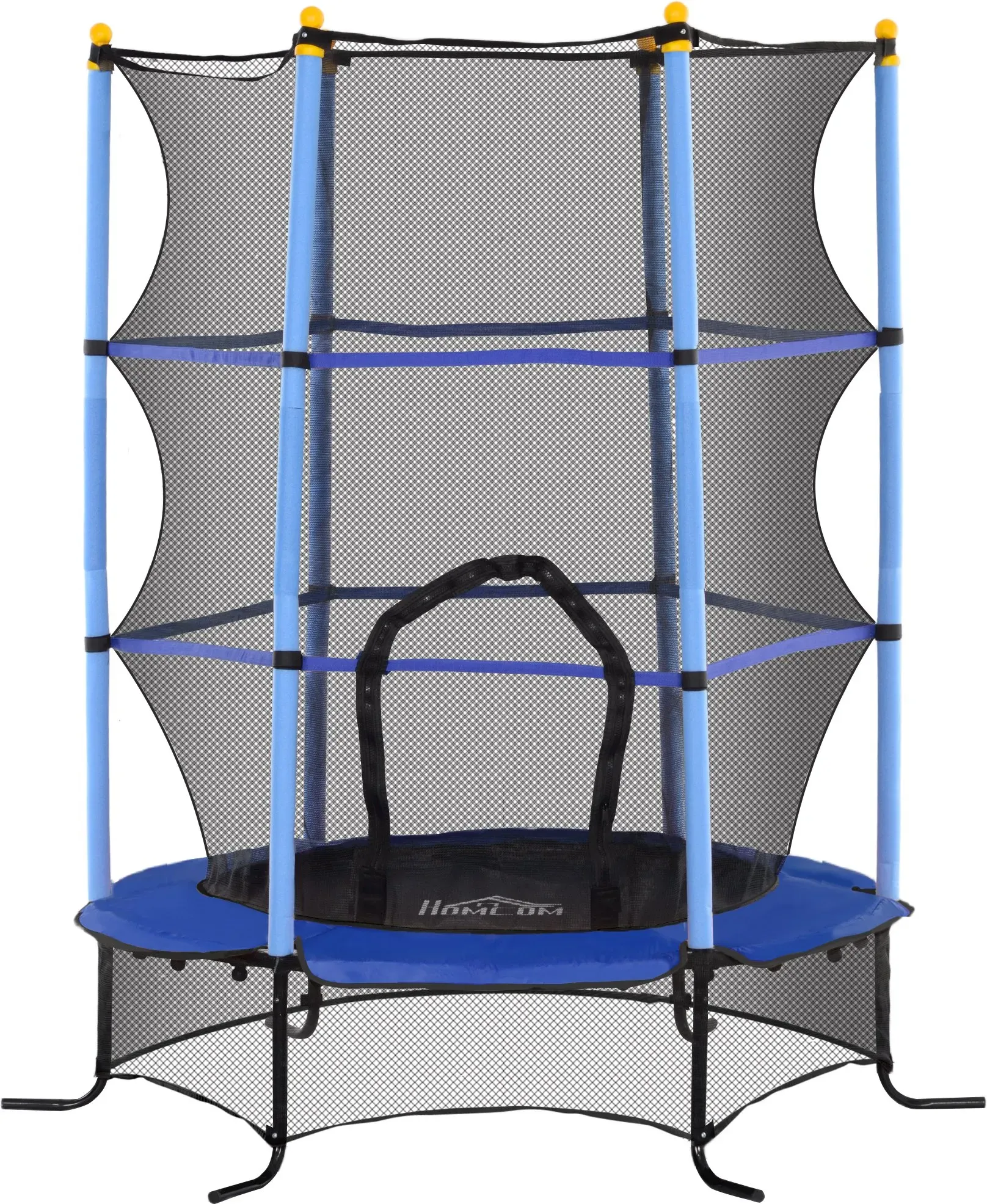 HOMCOM Kindertrampolin Ø163 cm, Trampolin mit Sicherheitsnetz, Randabdeckung, Gartentrampolin für Kinder 3-10 Jahre, bis 50 kg belastbar, Blau   Aosom