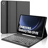 WINCHKING Tastatur Hülle für Samsung Galaxy Tab S10 FE 10.9 Zoll, Kompatibel Samsung Galaxy Tab S9 FE, 7 Farben Beleuchtete, Magnetisch Abnehmbar Bluetooth Tastatur, QWERTZ Layout (Schwarz)