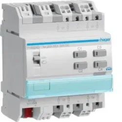 Hager TYA624D Jalousieaktor 4fach, 6A /24V DC, KNX.Schaltausgang zum Schalten von 4 Jalousieausgängen. Über die Jalousiefunktion kann der