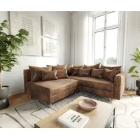 DeLife Ecksofa Clovis Braun Antik Optik modular Armlehne Ottomane