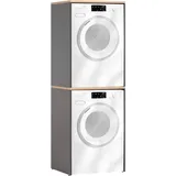 Schildmeyer Mehrzweckschrank-Set SCHILDMEYER "Solea", schwarz (anthrazit, eichehellfarben), Holzwerkstoff, Kastenmöbel-Sets, Breite 134 cm, Stapelbare Schränke, Variabel anbringbare Traverse