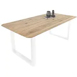 Sam Esszimmertisch Schweizer Kante massiv & geölt Eiche 160x85 weiß U-Gestell Lotte - Beige
