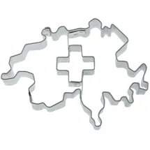 Städter Ausstecher Kontur Schweiz mit Kreuz, Ausstechform, Plätzchenform, Keks, Plätzchen, Weißblech, 8.5 cm, 200166
