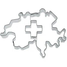 Städter Ausstecher Kontur Schweiz mit Kreuz, Ausstechform, Plätzchenform, Keks, Plätzchen, Weißblech, 8.5 cm, 200166