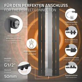 luxebath Badheizkörper 1200x450 Mittelanschluss mit Spiegel