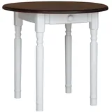 Runder Kiefer Tisch Esstisch Holz Küchentisch weiß honig Landhausstil mit Schublade - 80 - braun