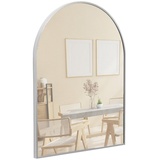 Terra Home Wandspiegel - Halbrund, 60x80 cm, Silber, Modern, Metallrahmen Spiegel - für Flur, Wohnzimmer, Bad oder Garderobe