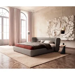 DELIFE Polsterbettgestell Simea 180x200 cm Bouclé Silbergrau, Polsterbetten