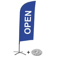 Showdown Displays Beachflag Alu Wind Komplett-Set Geöffnet Blau Englisch
