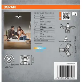 osram homelighting OSRAM LED Leuchtmittel Highbay Blade E27 17W 840 E27 schwarz