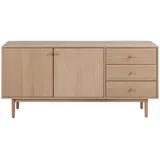 Actona Sideboard Aston Eiche/furnier, 2 Türen, 2 Böden, 3 Schubladen, weiß