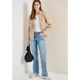 Cecil CECIL, Damen, Gr. XL (44), beige (crispy camel), Web, Obermaterial: 100% Baumwolle. Futter: 100% Polyester, unifarben, lässig geschnitten hüftlang, V-Ausschnitt, Jacken Outdoorjacke, mit Reverskragen