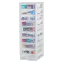Iris Ohyama Iris Ohyama, Kunststoff Schubladenbox mit 10 tiefen Schubladen, Mattweiß, Easy-pull-system, A4, A5 - A6 Format, Schreibtisch Organizer für Büro,...