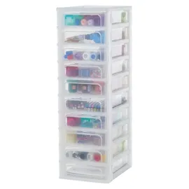 Iris Ohyama Iris Ohyama, Kunststoff Schubladenbox mit 10 tiefen Schubladen, Mattweiß, Easy-pull-system, A4, A5 - A6 Format, Schreibtisch Organizer für Büro,...
