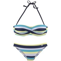 VENICE BEACH Bandeau-Bikini Damen marine-gelb-gestreift Gr.42 Cup B