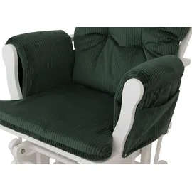 Mendler Relaxsessel HWC-C76 Cord 52 x 100 x 80 cm Grün mit Hocker