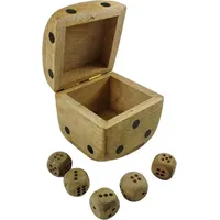 FTWdesign Würfel Aufbewahrungsbox Würfelbecher mit 5 Würfeln aus Mangoholz