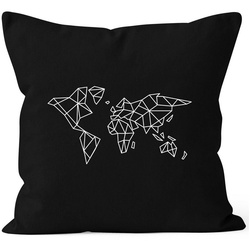 Autiga Dekokissen Kissenbezug Weltkarte World Map Low Polygon Autiga® schwarz