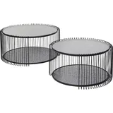 Kare DESIGN Couchtisch Wire Double 87819 2er Set Glas Schwarz