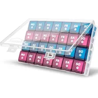 Tablettenbox Monat 28 Tage Pillendose, Medikamentenbox mit 7 Fächer für 4 Wochen für Wöchentlicher Vitamin-Organizer, Nahrungsergänzungsmittel, Fischöl (Schwarz)