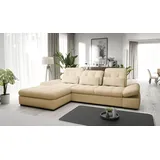 Hygger Ecksofa Oregon L-Form 300x200 cm Lose Kissen Bequem Modern Sofa mit Schlaffunktion ohne Bettkasten Beige - Beige