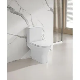 Sanicomfort Paros Stand-WC mit WC-Sitz Weiß spülrandlos