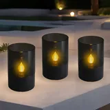 Spetebo Solarleuchte Kunststoff 11 x 7 cm 3er Set schwarz