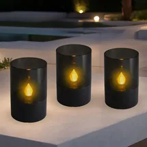 Spetebo Solarleuchte Kunststoff 11 x 7 cm 3er Set schwarz