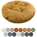 Lsjoaw Sitzkissen Rund 55cm Dicke 6cm 1 Stück Bodenkissen Rund Sitzpolster Stuhlauflage Sitzpolster Stuhlkissen Polster Auflage für Wohnzimmer Büro Konferenzraum Cordstoff (Braun-Gelb)