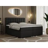 MKS Meble Boxspringbett 180x200 mit Bettkasten, Bett 180x200 mit Matratze und Topper - SUSAN - 180x200 - Schwarz Kunstleder - H3 - Schwarz