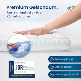 AM Qualitätsmatratzen 7-Zonen Deluxe Gelschaum-Topper 140 x 200 cm