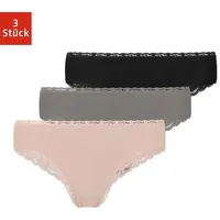 SNOCKS Brazilian Slips mit Spitze | Mix Apricot/Grün/Schwarz |
