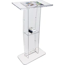 VEVOR Acryl-Podium, 47" hoch, klarer Acryl-Podiumsständer mit breiter Lesefläche und Ablagefach, bodenstehende, klare Kanzeln aus Acryl für Kirche, Büro, Schule