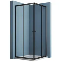 Hopibath Eckdusche Duschkabine Schwarz 80x80 100x100 100x80, BxT: 100x75 cm, 5mm ESG, Eckeinstieg, mit Magnetdichtleisten, Aluprofile mit 20mm Verstellbereich schwarz 100 cm x 185 cm x 75 cm