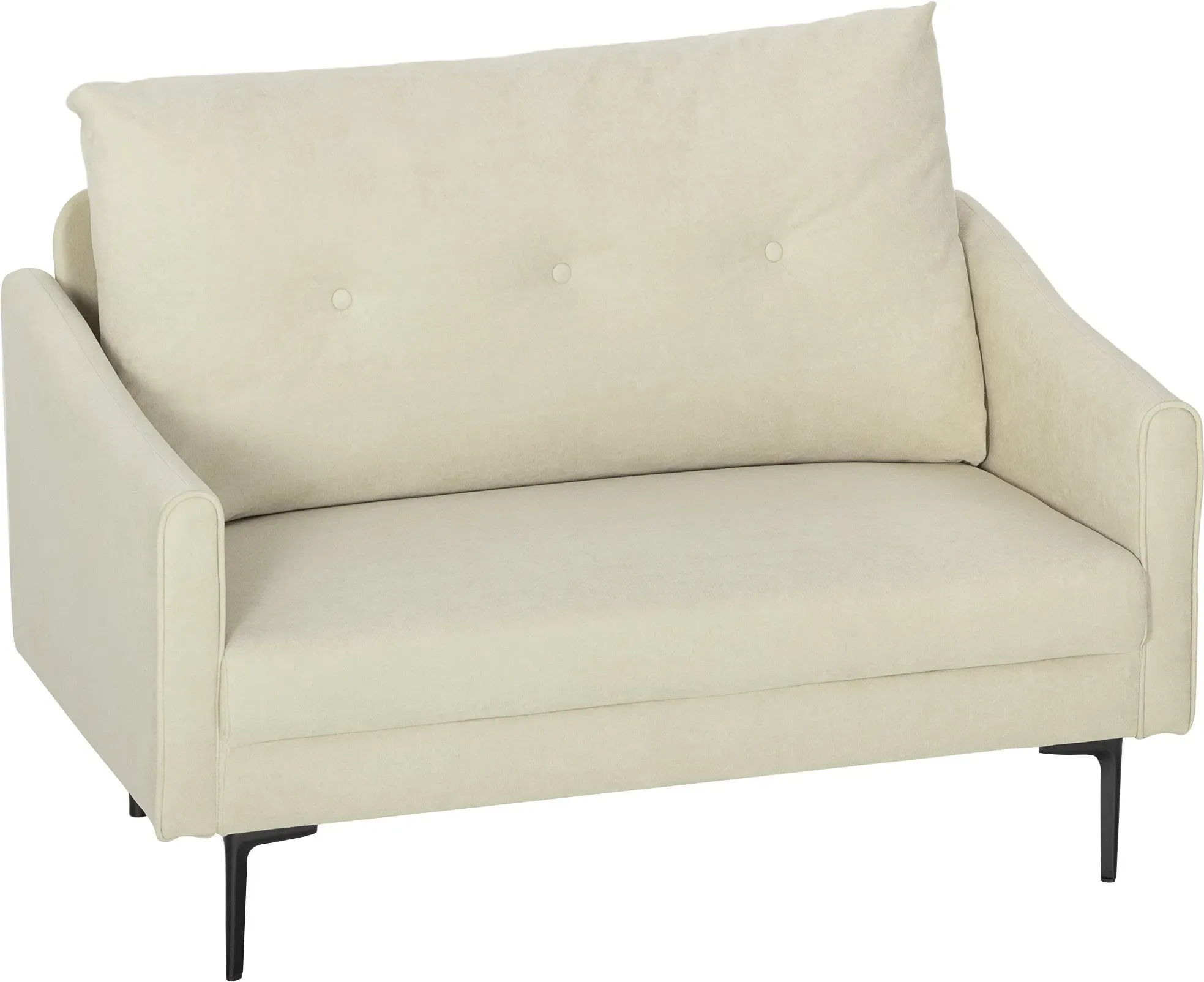 HOMCOM Sofa 2-Sitzer 124 cm Kleine Couch Dick Gepolstert Polstersofa mit Armlehne, Samtoptik, Getuftetes Loungesofa für Wohnzimmer, Schlafzimmer, Kleinen Raum, Cremeweiß   Aosom